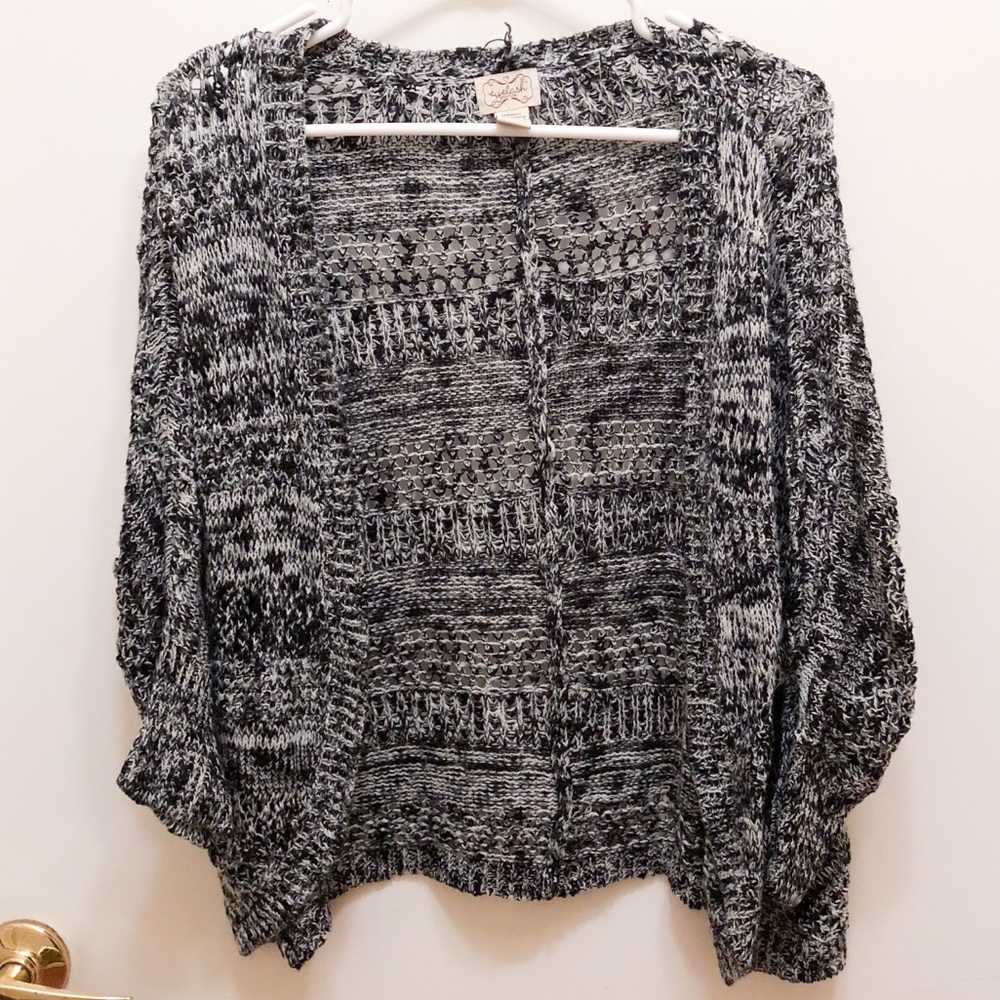 Open Knit Black & White Cardigan